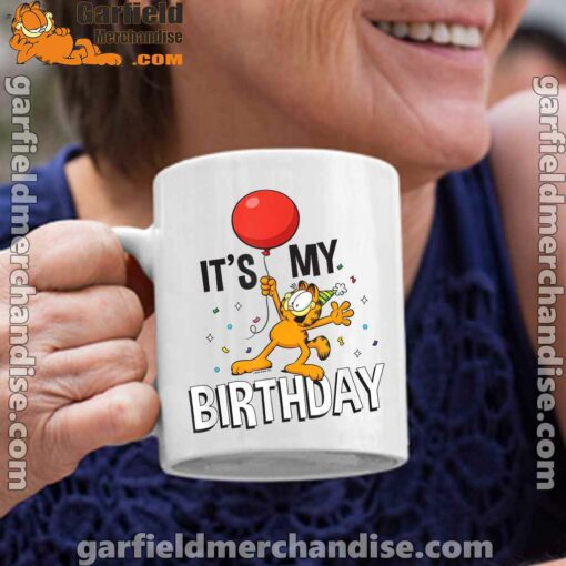 garfield its my birthday confetti celebration white coffee mug