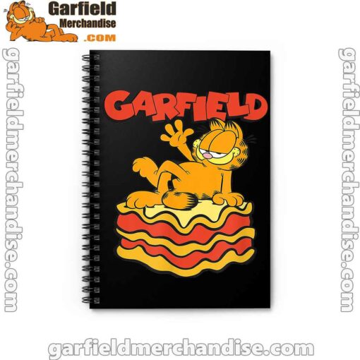 garfield lasagna slice pose black notebook