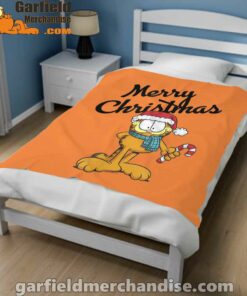 garfield merry christmas orange blanket