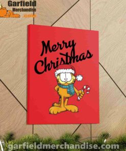 garfield merry christmas red canvas