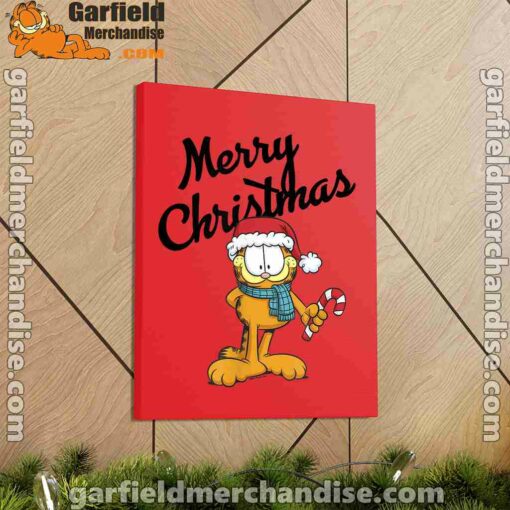 garfield merry christmas red canvas