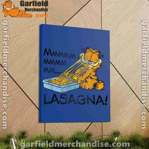 garfield mmm lasagna is life blue canvas