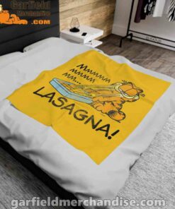 garfield mmm lasagna is life yellow blanket