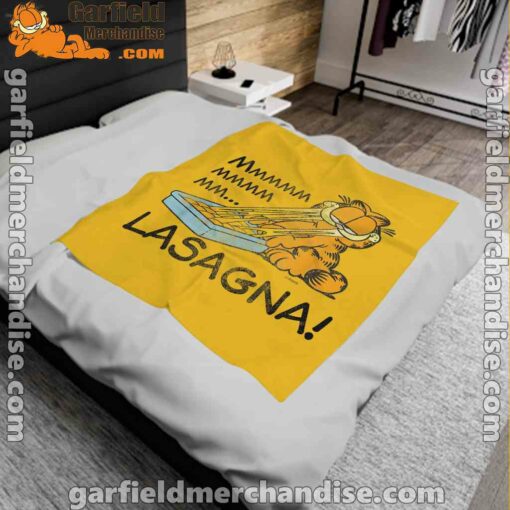 garfield mmm lasagna is life yellow blanket