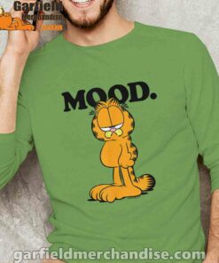 garfield mood too tired to care green long sleeve with men