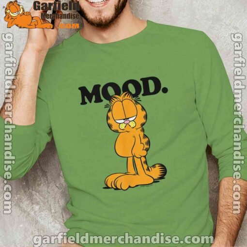 garfield mood too tired to care green long sleeve with men