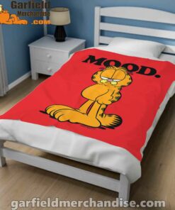 garfield mood too tired to care red blanket