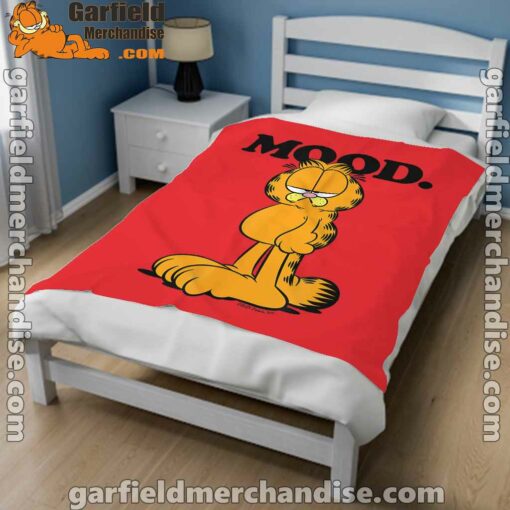 garfield mood too tired to care red blanket