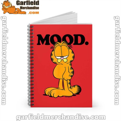 garfield mood too tired to care red notebook