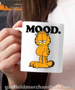 garfield mood too tired to care white mug