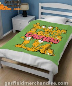 garfield multiple poses green blanket