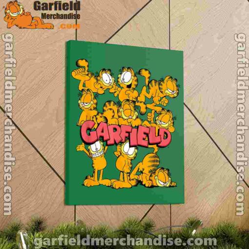 garfield multiple poses green canvas