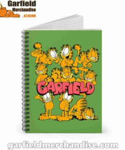 garfield multiple poses green notebook