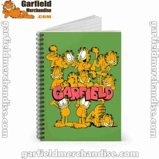 garfield multiple poses green notebook