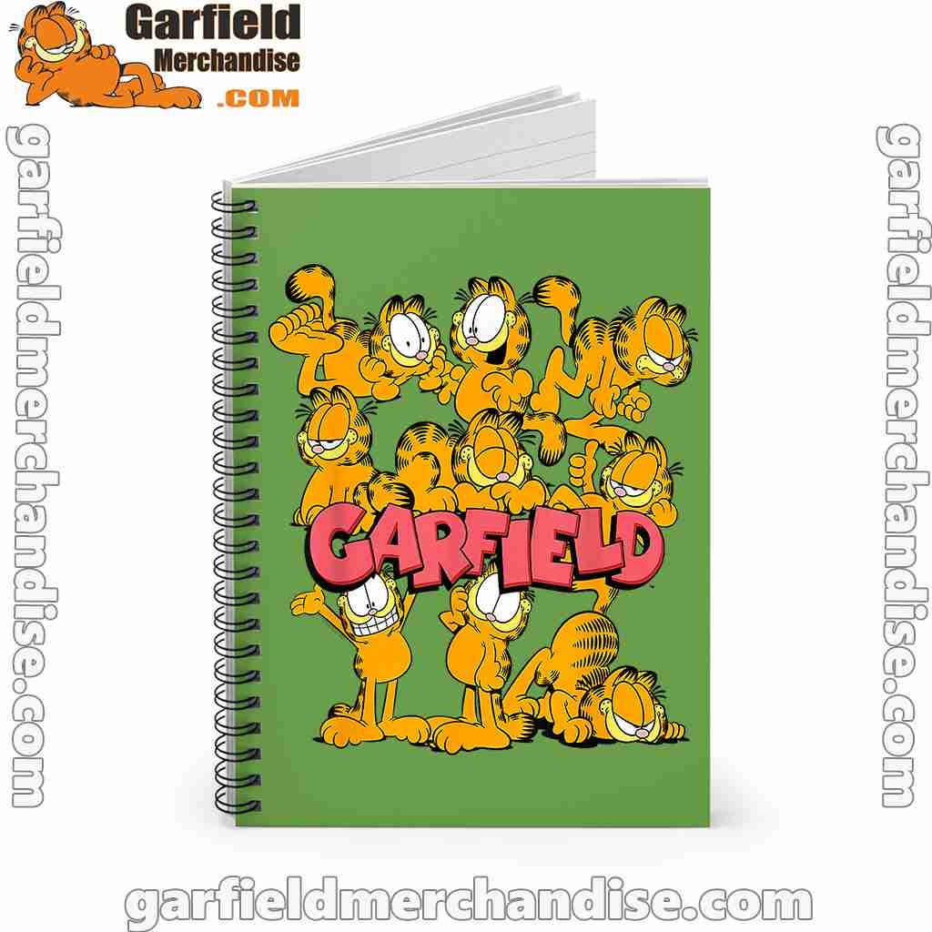 garfield multiple poses green notebook