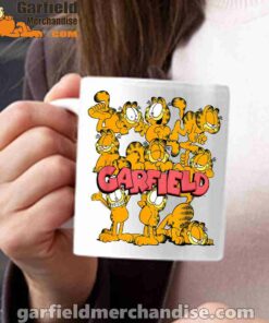 garfield multiple poses white mug