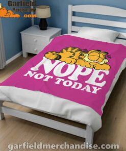 garfield nope not today lazy cat pink blanket