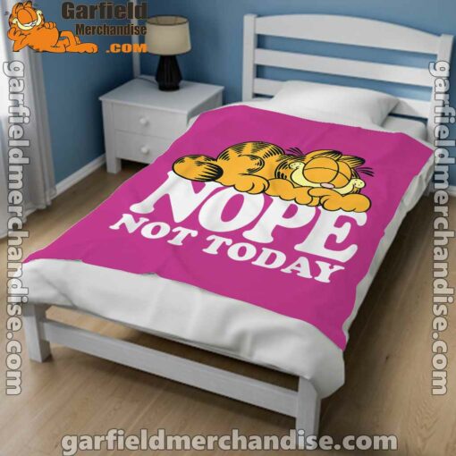 garfield nope not today lazy cat pink blanket