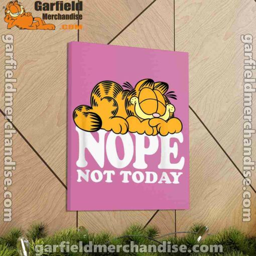 garfield nope not today lazy cat pink canvas