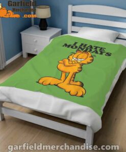 i hate mondays garfield green blanket