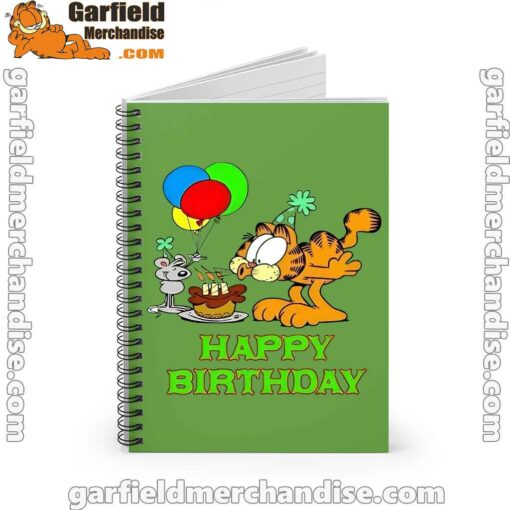 on your birthday garfield green notebook