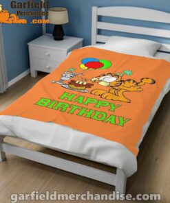 on your birthday garfield orange blanket