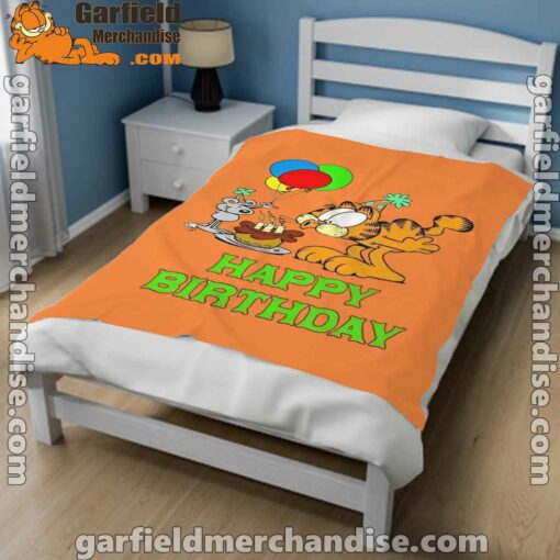 on your birthday garfield orange blanket