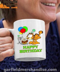 on your birthday garfield white coffee mug