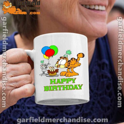 on your birthday garfield white coffee mug