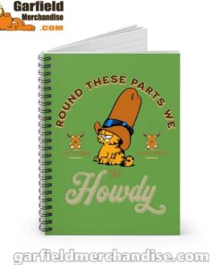 round these parts we love garfiel cowboy green notebook