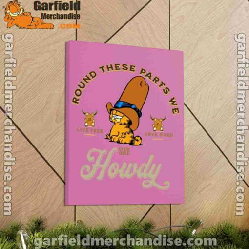 round these parts we love garfiel cowboy pink canvas