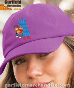 cool garfield cats nap hard and eat harder purple hat