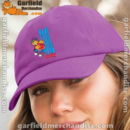 cool garfield cats nap hard and eat harder purple hat