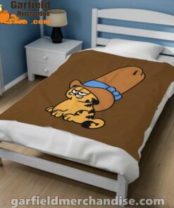 cowboy garfield smile on the day brown blanket