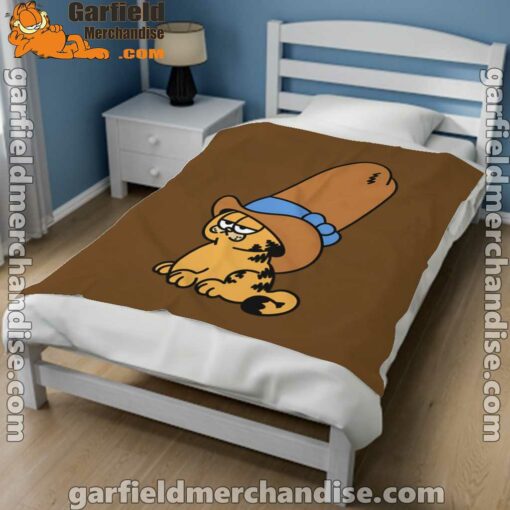 cowboy garfield smile on the day brown blanket