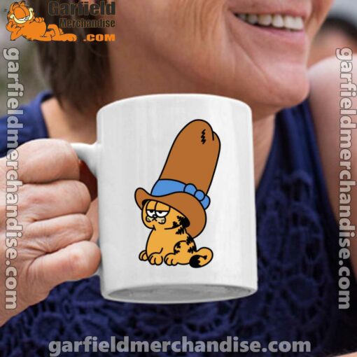 cowboy garfield smile on the day white coffee mug