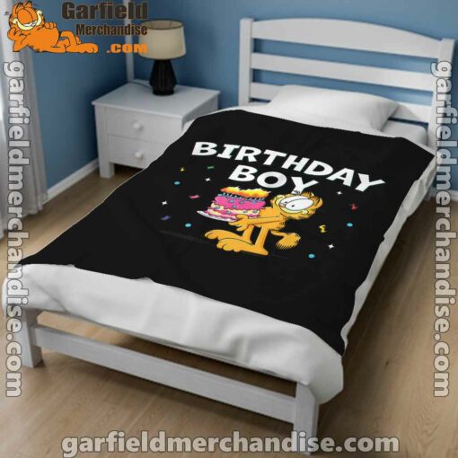 garfield birthday boy cake confetti celebration black blanket