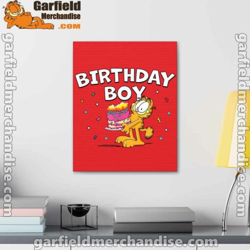 garfield birthday boy cake confetti celebration red canvas