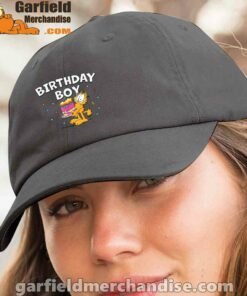 garfield birthday boy cake confetti celebration women black hat