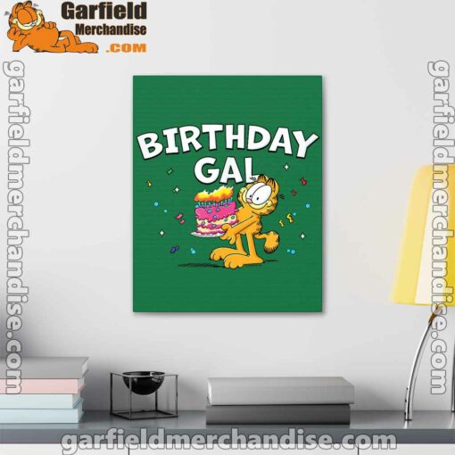 garfield birthday elebrating big chest green canvas