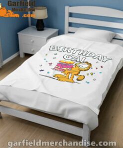 garfield birthday elebrating big chest white blanket