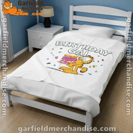 garfield birthday elebrating big chest white blanket