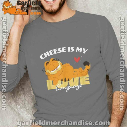 garfield cheese is my love lasagna brown long sleeve for men