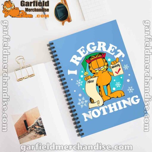 garfield christmas naughty list regret nothing blue notebook