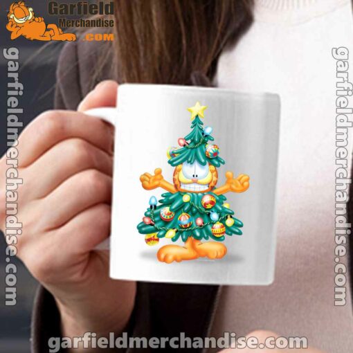 garfield christmas tree white mug