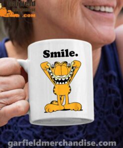 garfield classic smile here to be awesome white coffee mug