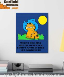 garfield cowboy heaven when die blue canvas