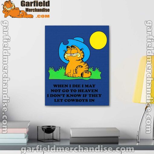 garfield cowboy heaven when die blue canvas