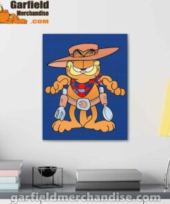 garfield cowboy with spoon and fork blue canvas