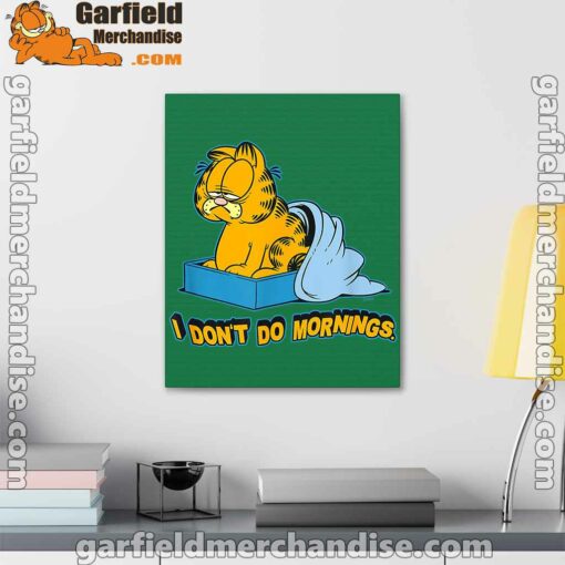 garfield dont do mornings green canvas